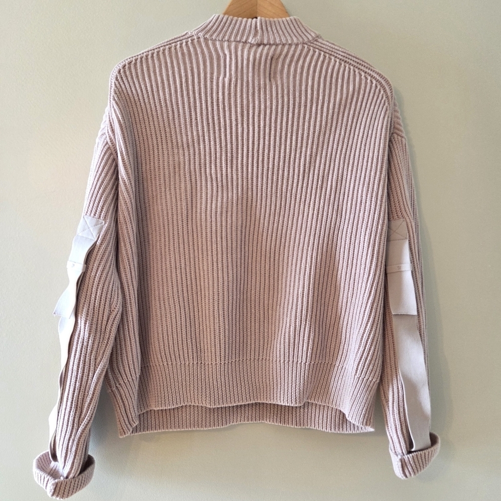 Pistola Taylor Ribbed Cropped Sweater Women's Tabbed Sleeves Blushing Size Large - Picture 9 of 11
